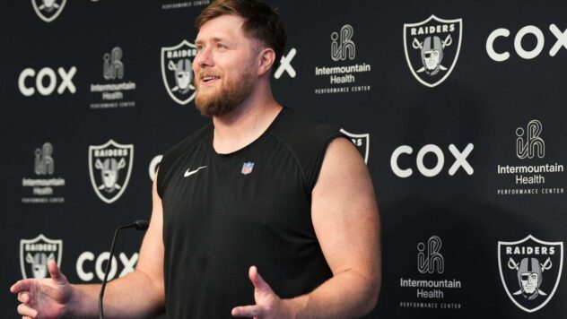 Las Vegas Raiders OT Kolten Miller can’t hide how he feels about the additions made to the offensive line this offseason
