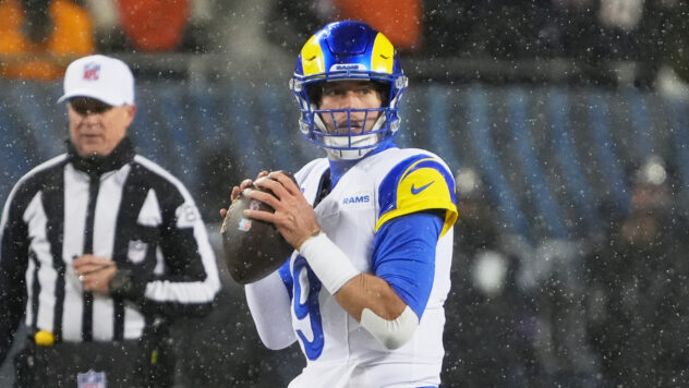Matthew Stafford reacts to Rams’ Ty Simpson pick