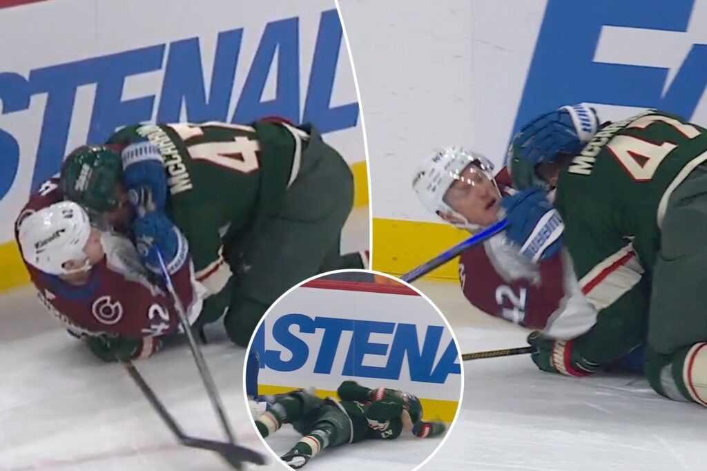 Michael McCarron rips ‘dirty’ Josh Manson for butt-end to face as tensions flair in Wild-Avalanche series