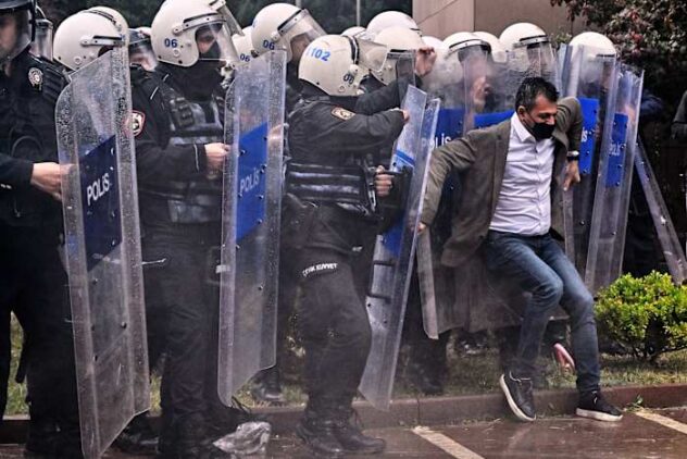 Turkish police storm offices of the main opposition CHP party, firing tear gas and rubber bullets