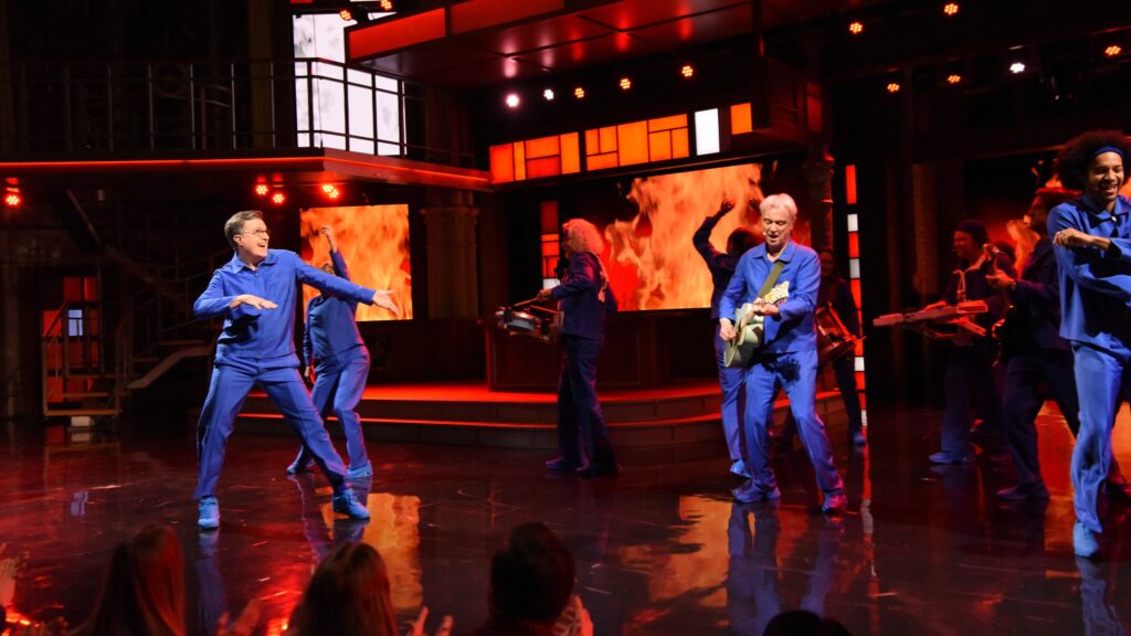 Watch David Byrne Burn Down the House With Stephen Colbert