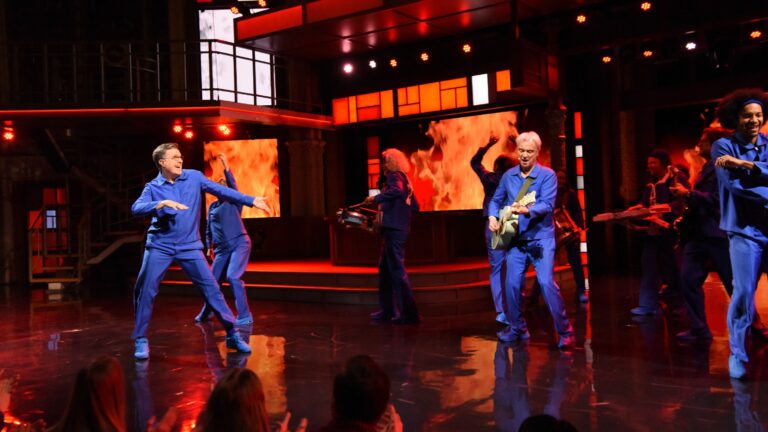 Watch David Byrne Burn Down the House With Stephen Colbert