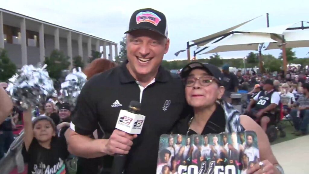 WATCH: KSAT’s Adam Caskey joins Spurs fans at The Rock at La Cantera ahead of Game 6
