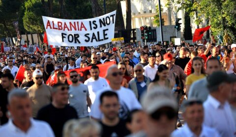 Albanian protesters flood streets demanding prime minister’s resignation amid corruption accusations