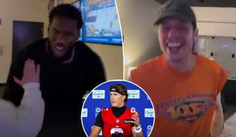 Jaxson Dart, Giants teammates celebrate huge Knicks moment in suite with Pete Davidson