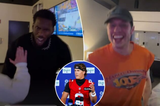 Jaxson Dart, Giants teammates celebrate huge Knicks moment in suite with Pete Davidson
