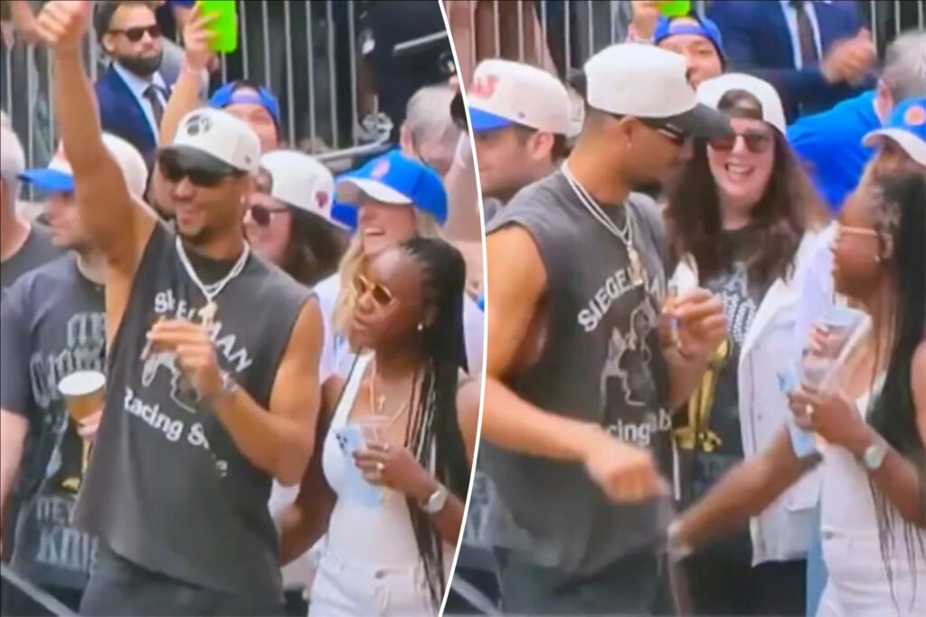 Josh Hart’s wife touches his behind in viral Knicks parade moment