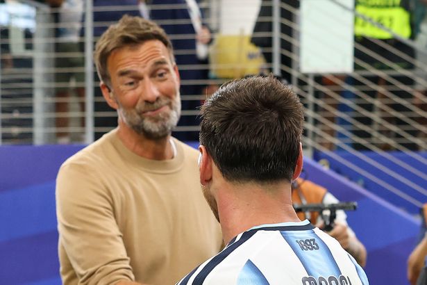 Jurgen Klopp's face says it all as he greets Lionel Messi after World Cup history