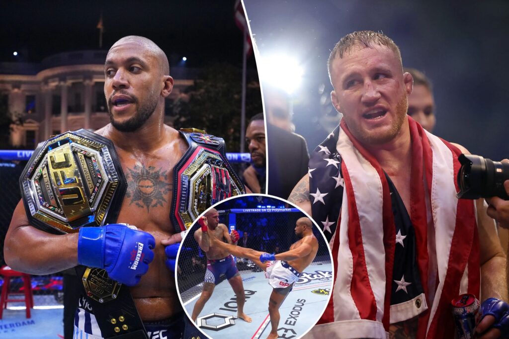 Justin Gaethje and Ciryl Gane take home belts at one-of-a-kind UFC Freedom 250