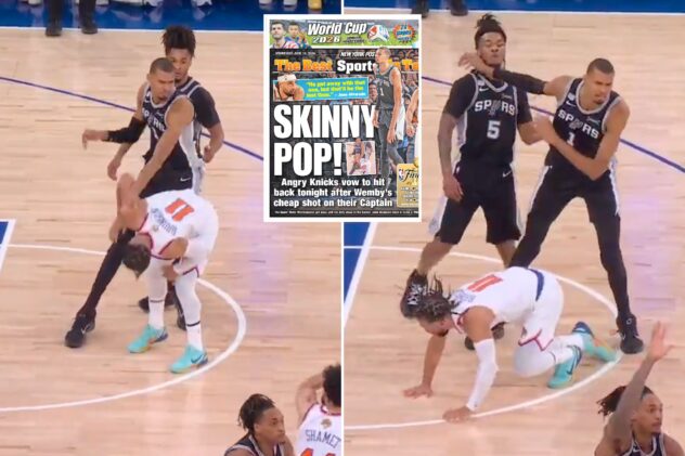 Knicks fans outraged over Victor Wembanyama escaping NBA punishment for Jalen Brunson shove: ‘Golden boy’