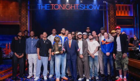 Knicks raise Jimmy Fallon’s lucky shoe to the ‘Tonight Show’ rafters as championship celebration rolls on