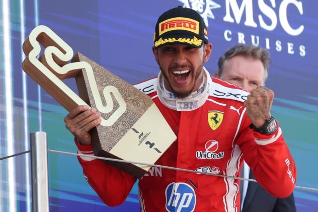 Lewis Hamilton shares defiant message after landmark Ferrari F1 win