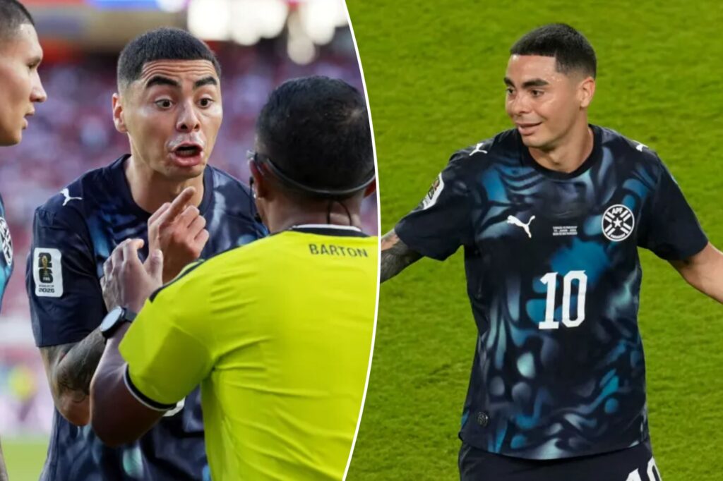 Paraguay’s Miguel Almiron becomes 1st player red-carded at World Cup for covering his mouth