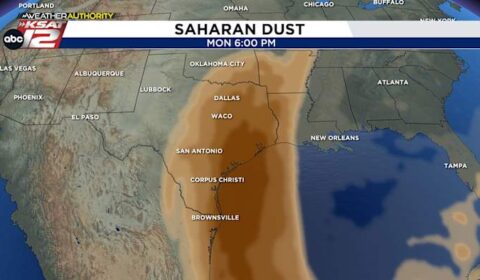 Plume of dust moves in on Monday