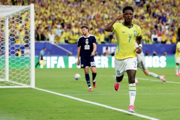 Vinicius Junior scores twice as Brazil blanks Scotland to reach World Cup knockout stage
