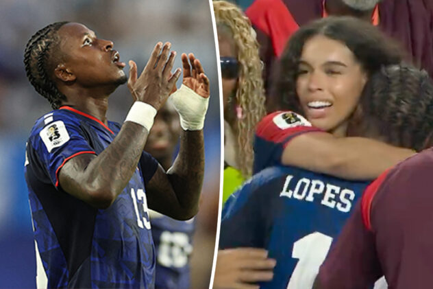 Cape Verde’s Sidney Lopes Cabral embraces girlfriend in stands after World Cup goal vs Argentina