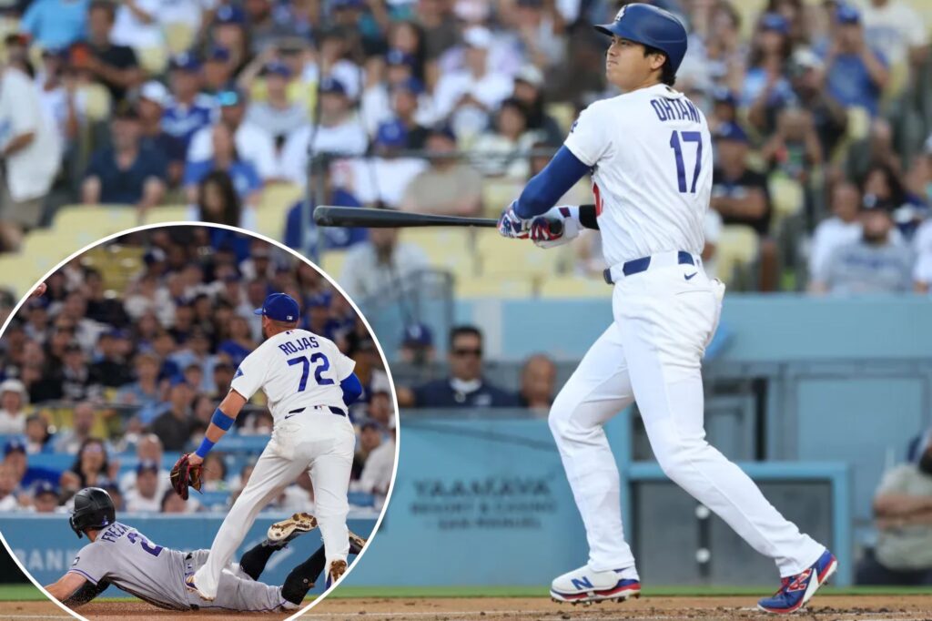 Dodgers defensive meltdown wastes Shohei Ohtani’s 300th home run in loss to Rockies