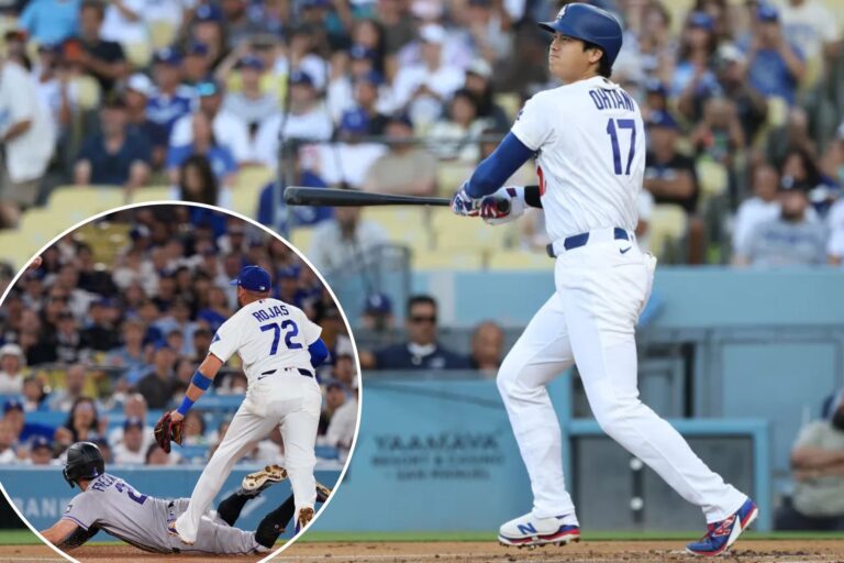 Dodgers defensive meltdown wastes Shohei Ohtani’s 300th home run in loss to Rockies
