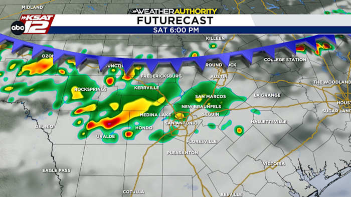 It won’t cool us down, but a front could stir up a few storms this weekend