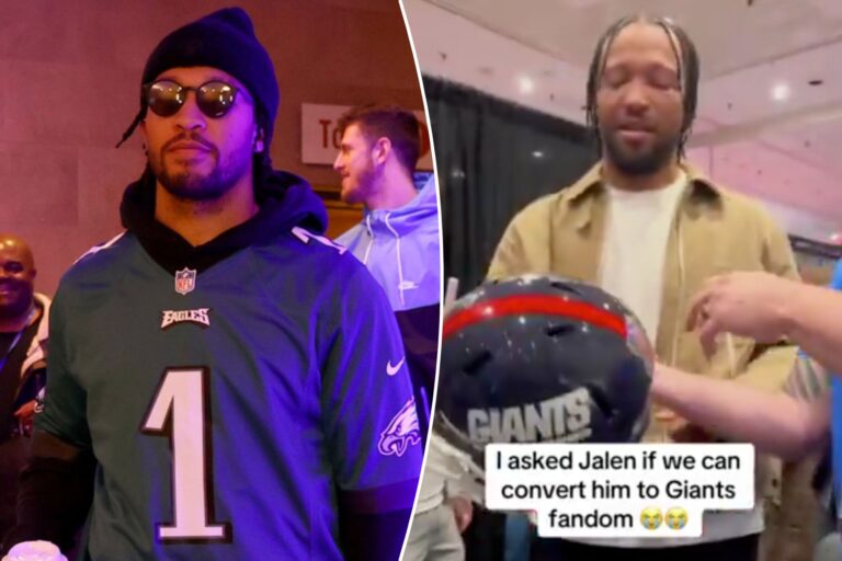 Jalen Brunson wanted nothing to do with signing Giants helmet: ‘Against my religion’