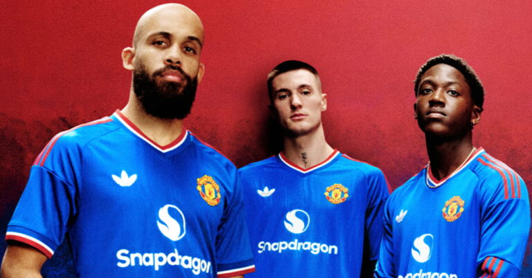 Manchester United kit 26/27: Full details of new blue away shirt and strip, confirmed cost and how to buy as Bryan Mbeumo, Kobbie Mainoo, Benjamin Sesko and Jess Park pose for photos in jersey