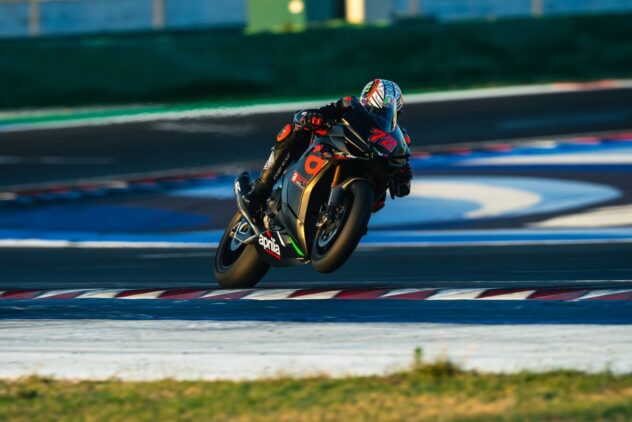 Marco Bezzecchi returns to action in Misano aboard a production Aprilia