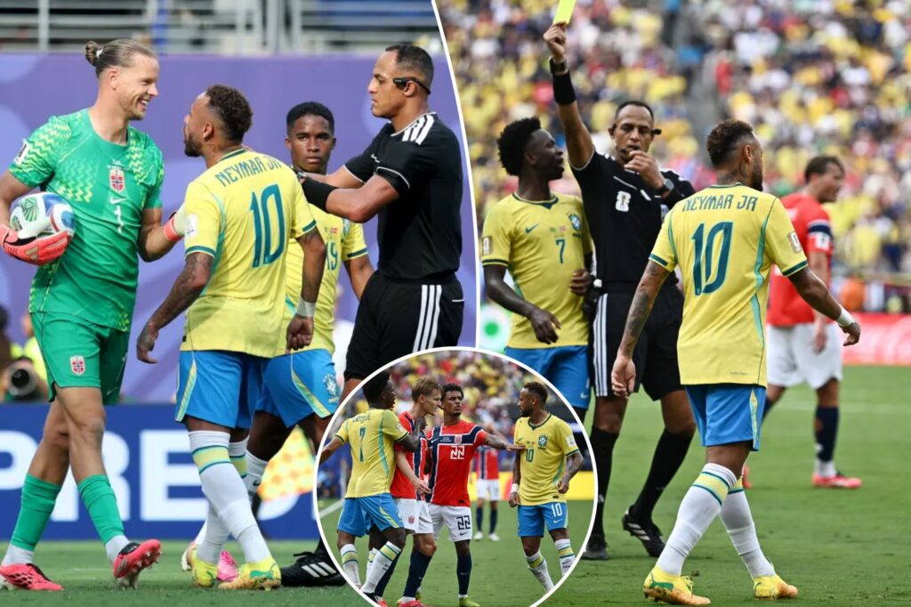 Neymar taunts Norway goalie after scoring Brazil’s only goal in chippy end to World Cup career