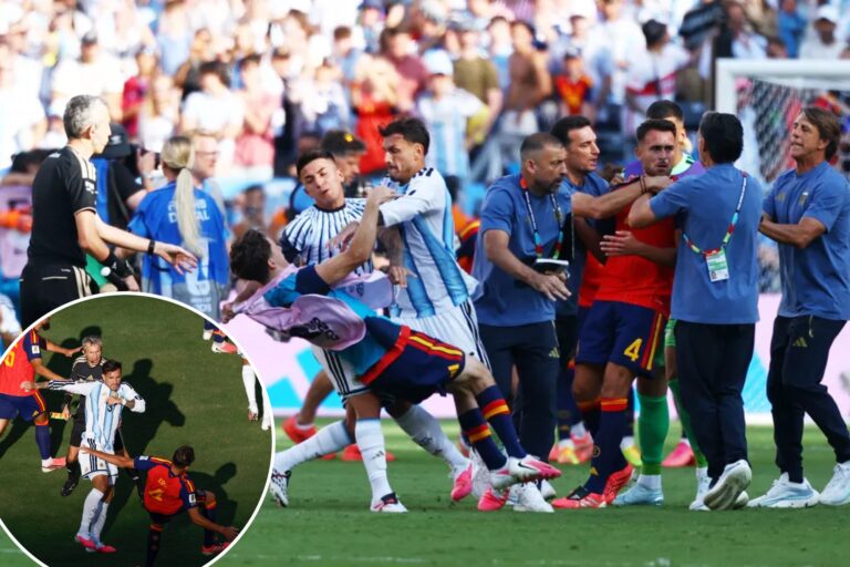 Punches thrown as wild brawl breaks out after final World Cup whistle