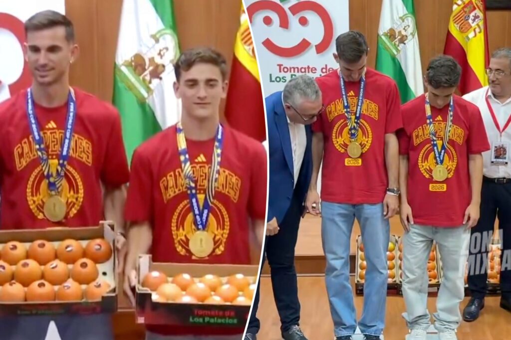 Spain stars receive tomatoes after winning World Cup in long-standing tradition