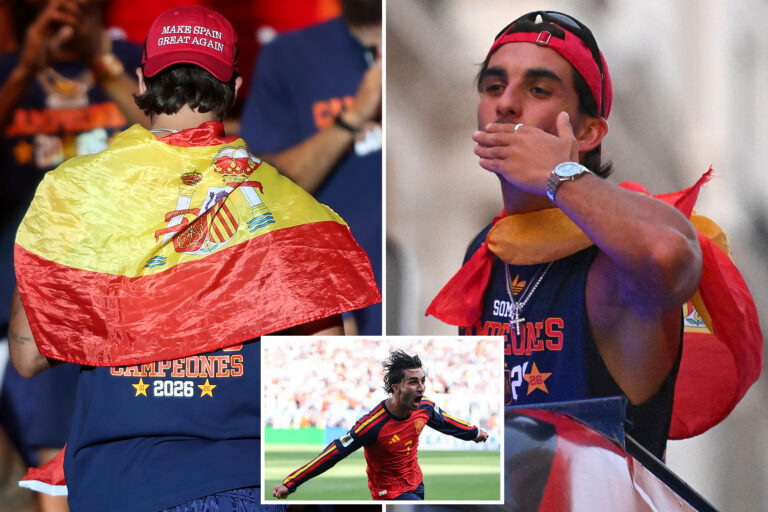 Spanish World Cup Final hero Ferran Torres dons red ‘Make Spain Great Again’ cap at homecoming parade