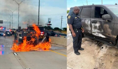 Bexar County deputy constable escapes blazing patrol unit on I-10, Precinct 4 constable says