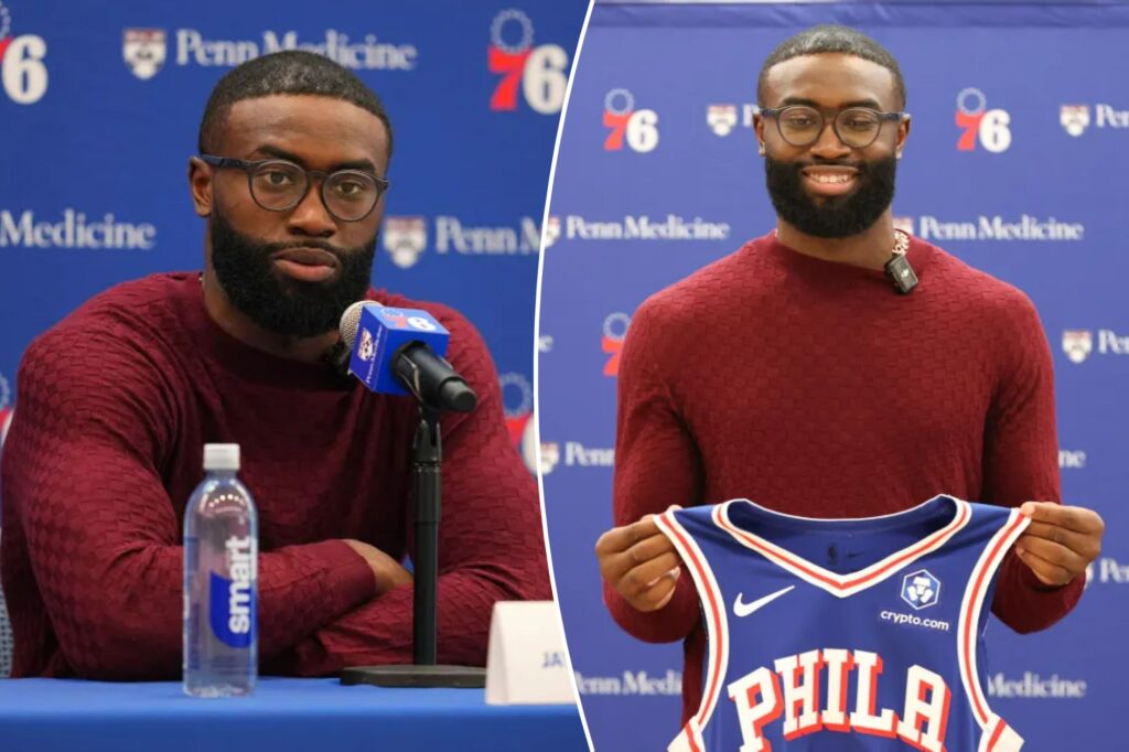 Jaylen Brown ‘threw my phone across the room’ when he found out he was traded to 76ers