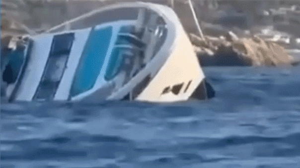 Luxury $9 million yacht caught on camera sinking off coast, days after delivery to owner