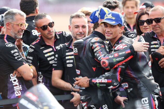 MotoGP British GP: Jorge Martin leads Aprilia 1-2-3 in sprint as Marc Marquez struggles