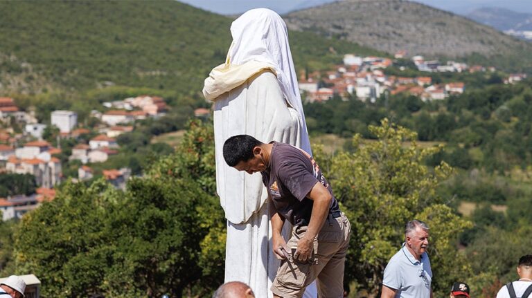 World-famous Catholic shrine torched, 'Devil in a skirt' scrawled on Virgin Mary statue