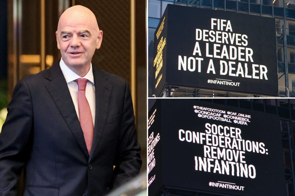 FIFA boss Gianni Infantino targeted by Times Square billboard demanding his ouster