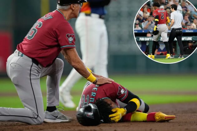Geraldo Perdomo leaves Diamondback game after getting drilled by line drive in scary scene