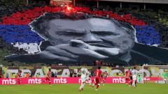 Red Star fans unveil tifo of war criminal Mladic before derby