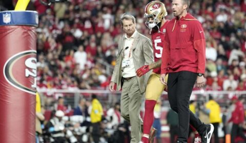 49ers WR Mike Evans exits after aggravating Achilles injury
