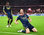 Arsenal’s Declan Rice strikes late to deny Bayern Munich after Harry Kane penalty