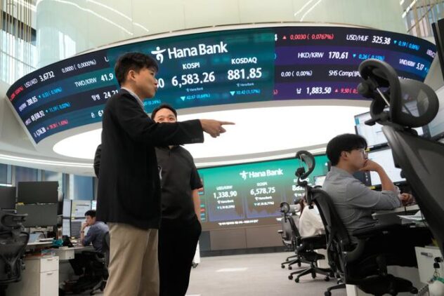 Asian shares are mixed and Brent crude at $104 a barrel after Trump says US will buy Russian diesel