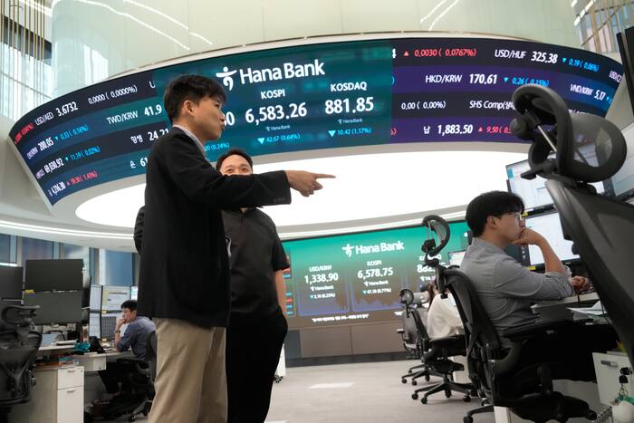 Asian shares are mixed and Brent crude at $104 a barrel after Trump says US will buy Russian diesel