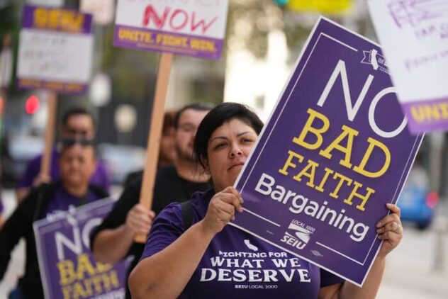 California state workers begin 1-day strike over return-to-office mandate, pay and healthcare