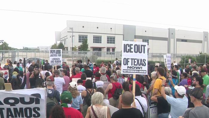 Hundreds march on San Antonio’s East Side to protest planned ICE detention center