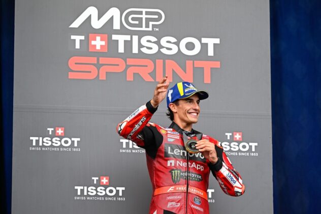 MotoGP Australian GP: Marquez wins sprint to take championship lead after Martin's crash