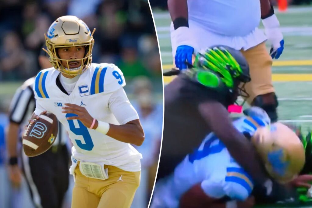 Oregon player caught smacking UCLA QB Nico Iamaleava’s head in dirty late hit