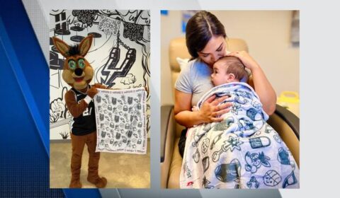 Spurs and Methodist Healthcare celebrate 10-year partnership with newborn blanket giveaway