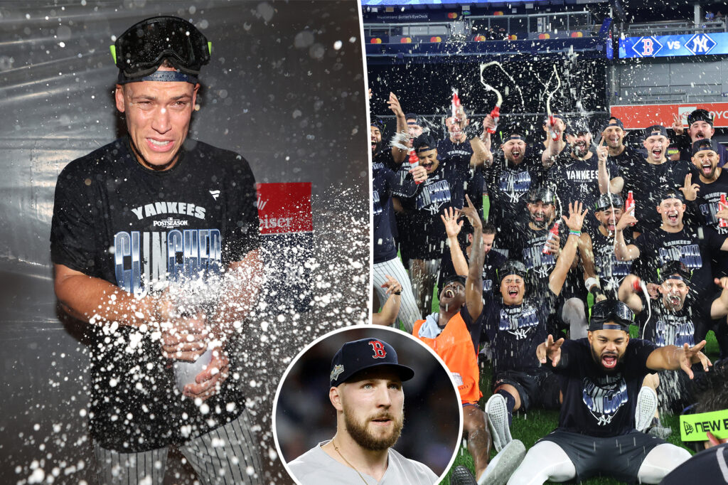 Yankees go wild in champagne celebration as Red Sox star feels ‘like s–t’ in duality of clubhouses